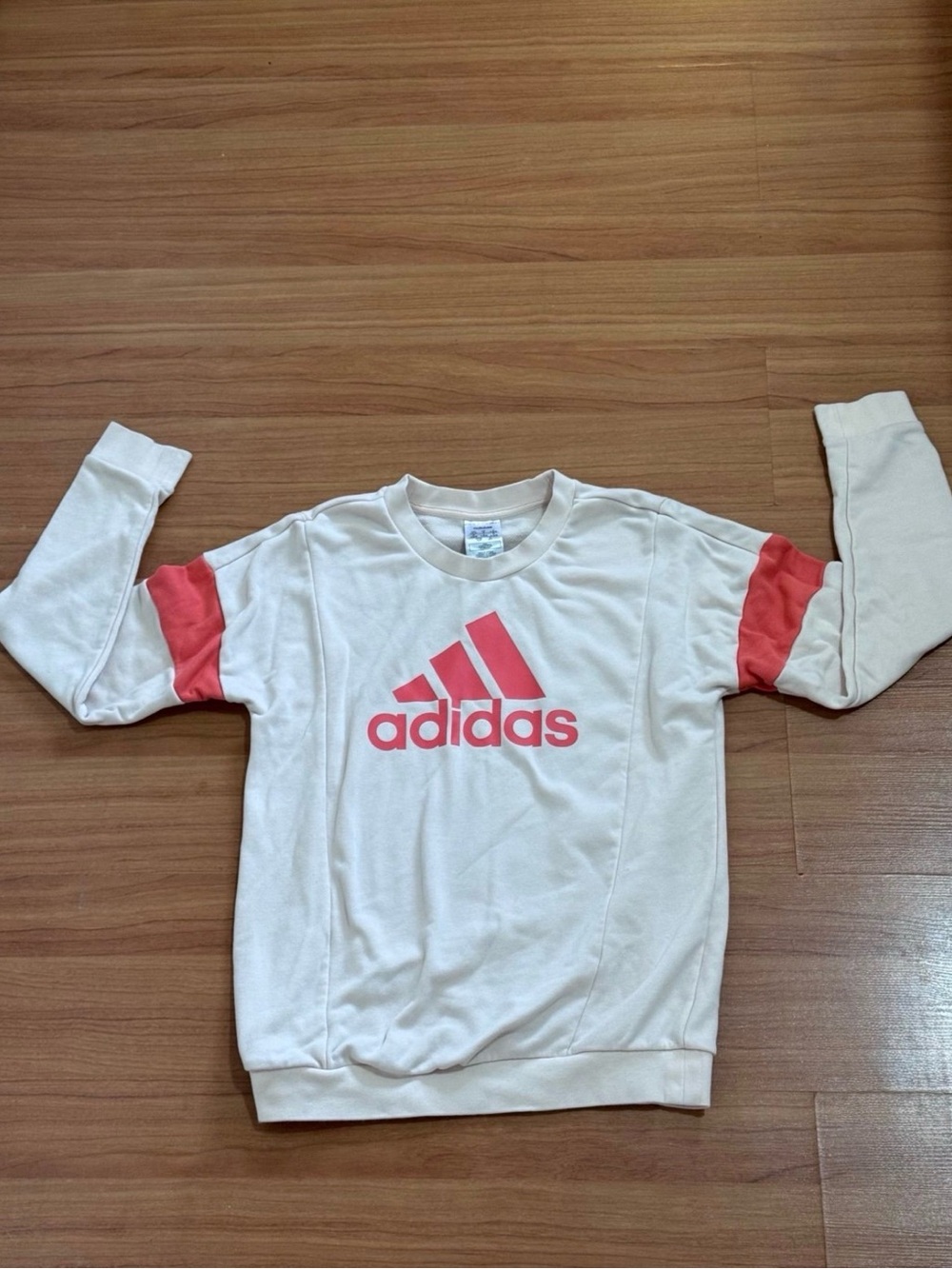 Adidas Light Pink & Coral Graphic Crewneck Sweatshirt Size S